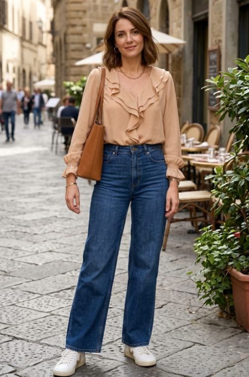 Blusa Gola Babado Bege M