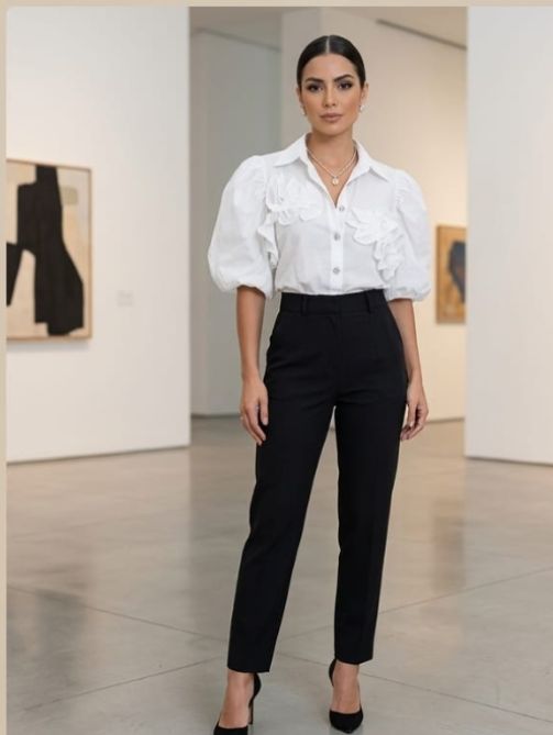 Blusa Feminina Branca com Babados