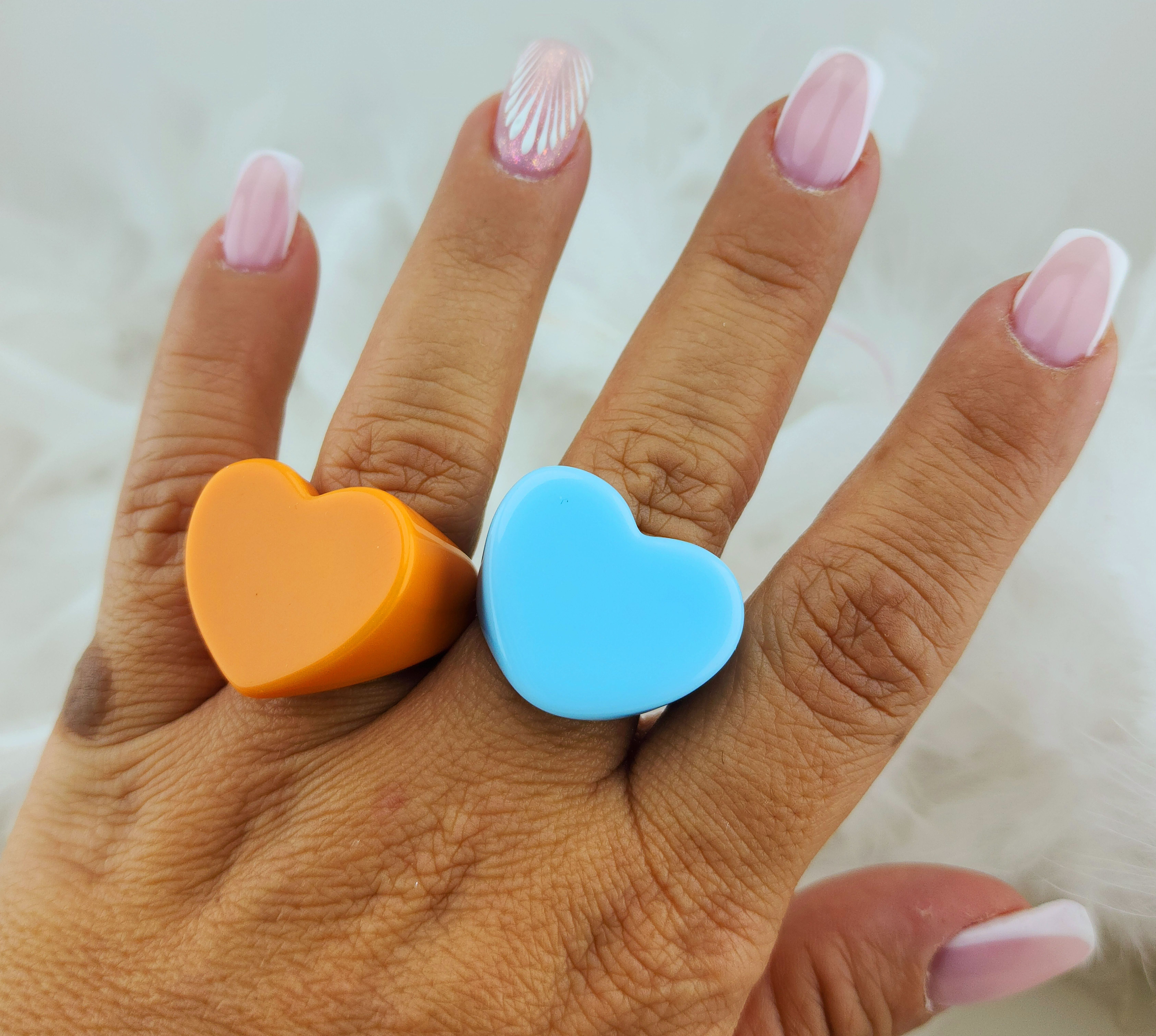 Anillos corazón coloridos × 2 unidades