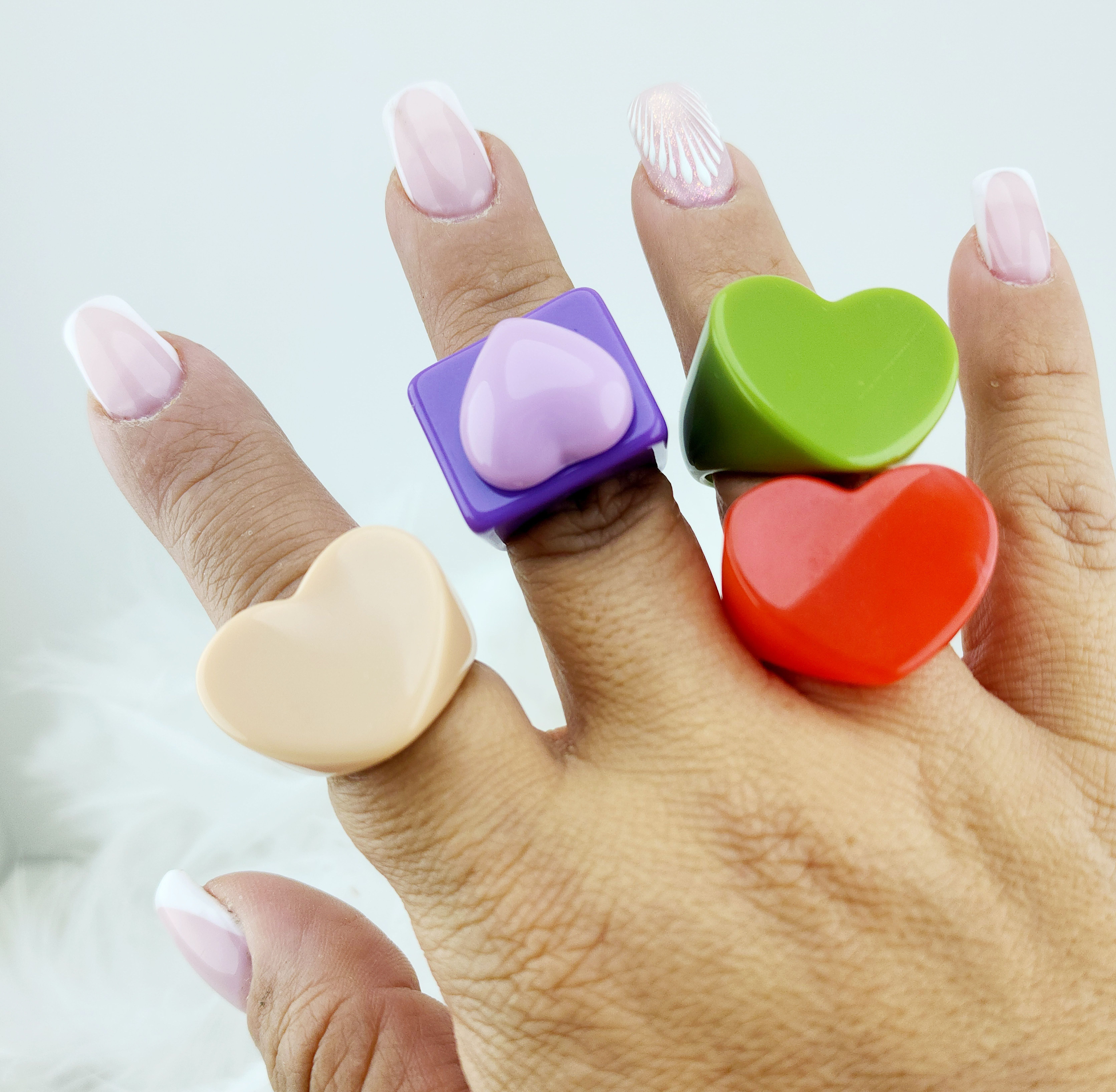 Anillos corazón coloridos × 2 unidades