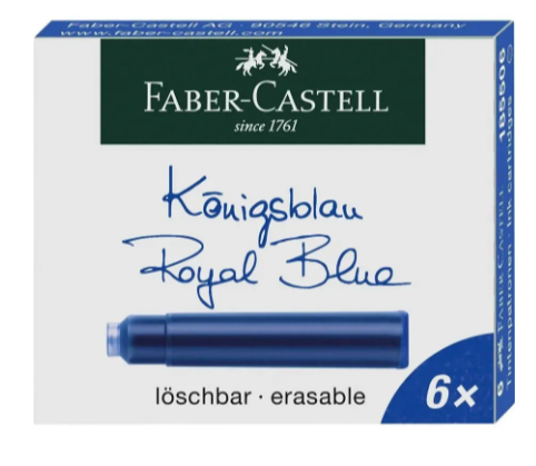 Cartuchos Escolar Faber Castell Azul x 6 Medida Internacional Corto