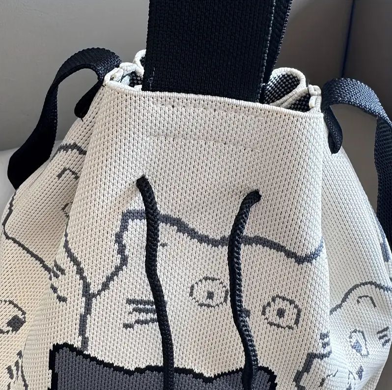 Bolso de hombro tejido - Gato negro