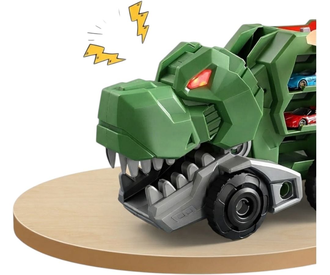 T-Rex Come Autos y Pista de Carreras 2 En 1