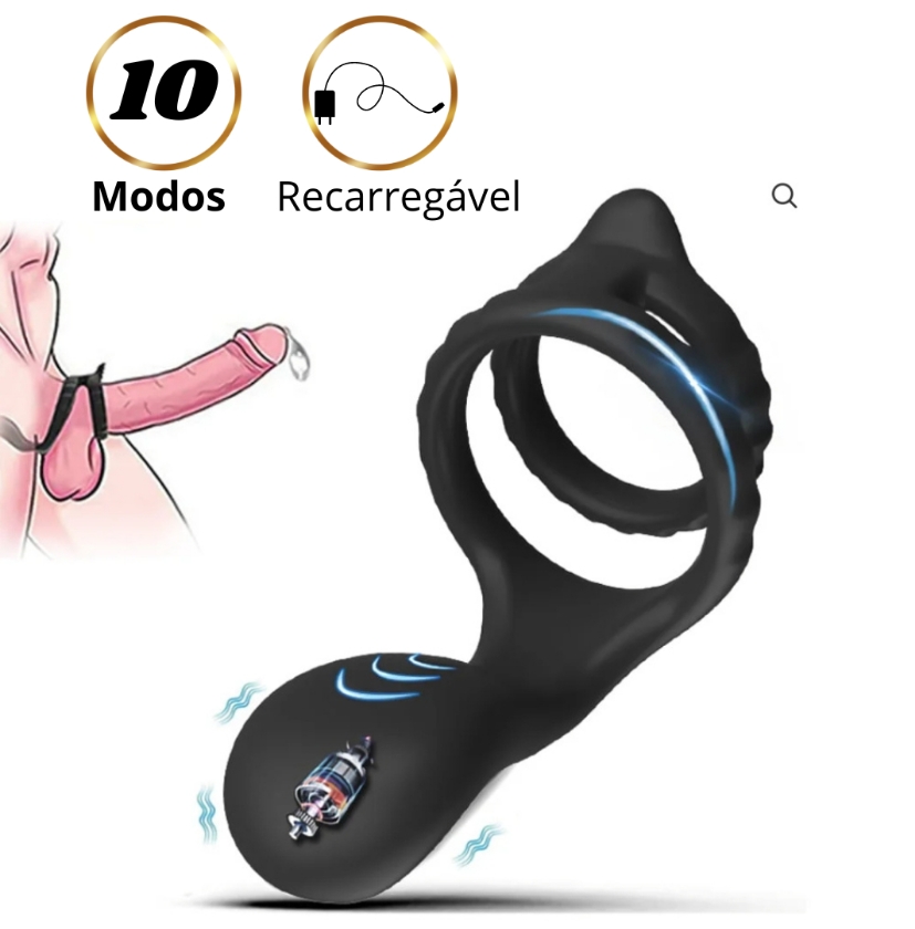 Anel peniano com massageador de períneo
