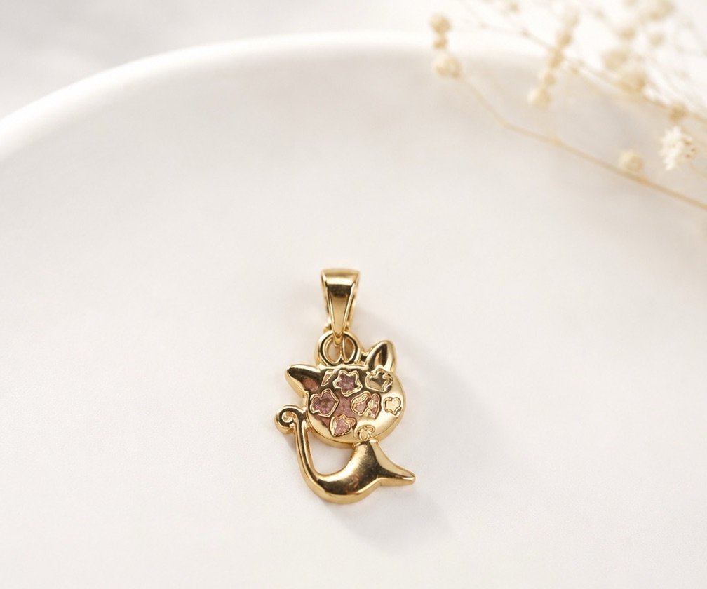 Pingente Pet Gato Banhado no Ouro 18k