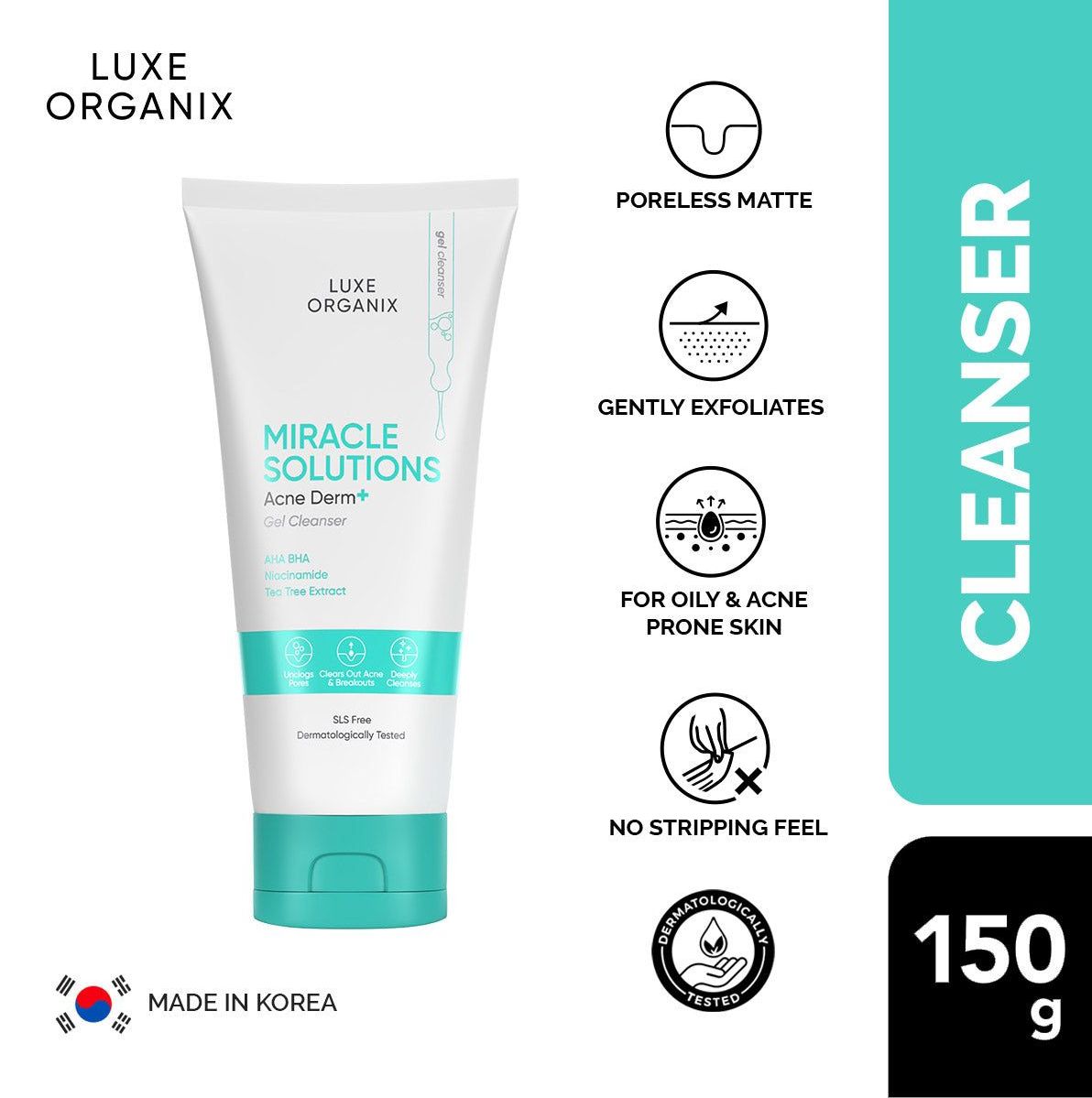 Luxe Organix Miracle Solutions Acne Derm + Gel Cleanser