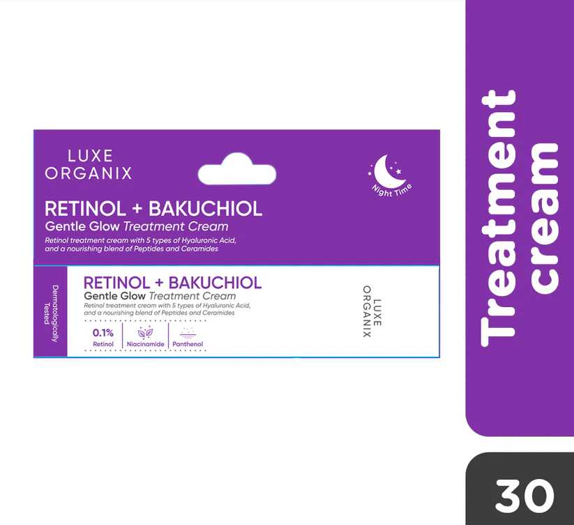 Luxe Organix Retinol + Bakuchiol Overnight Glow Gentle Treatment Cream 30g