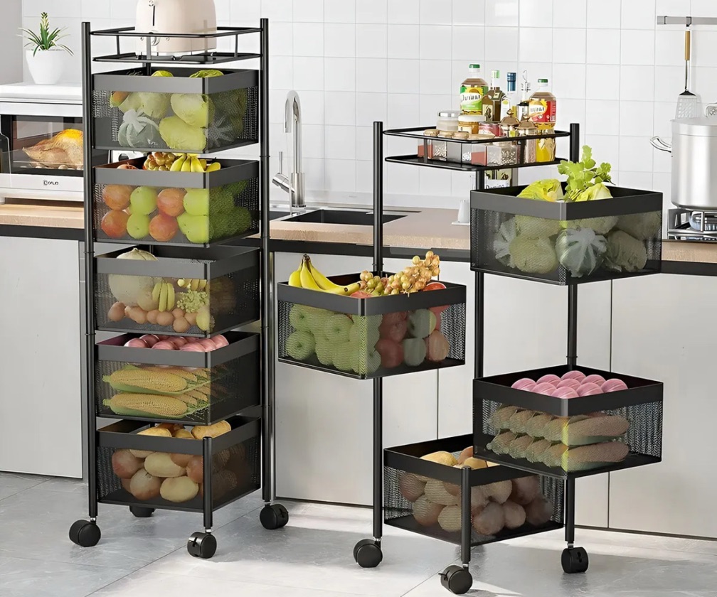 Carro Organizador Ruedas Organizador De Verduras 5niveles 94cm Organizador De Frutas Estante Organizador De Tapa Carro De Almacenamiento Estante Extraíble Carro De Almacenamiento