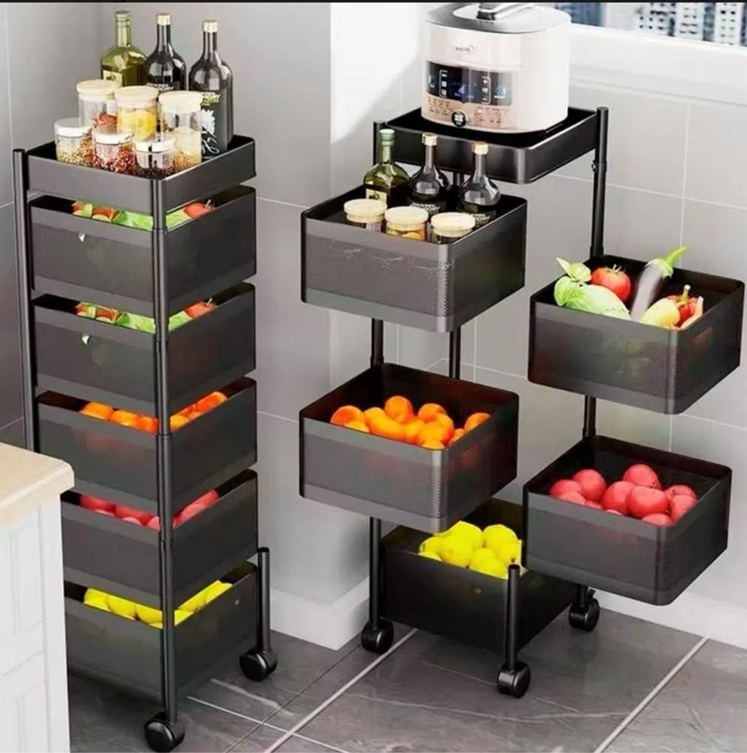 Carro Organizador Ruedas Organizador De Verduras 5niveles 94cm Organizador De Frutas Estante Organizador De Tapa Carro De Almacenamiento Estante Extraíble Carro De Almacenamiento