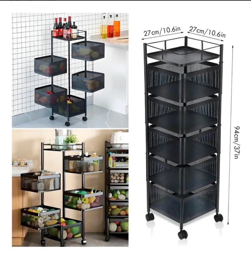 Carro Organizador Ruedas Organizador De Verduras 5niveles 94cm Organizador De Frutas Estante Organizador De Tapa Carro De Almacenamiento Estante Extraíble Carro De Almacenamiento