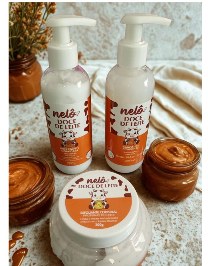 Kit Nelô Doce de Leite - Hidratante, Sabonete e Esfoliante Corporal