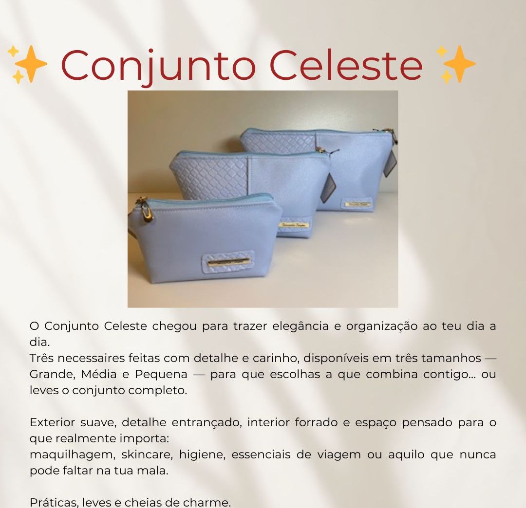 Necessaire Celeste Trapézio M - Conjunto Celeste