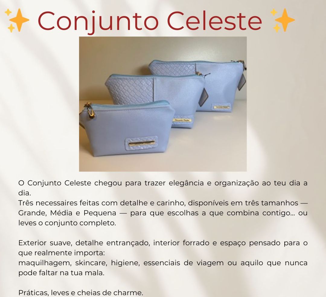 Necessaire Celeste Trapézio L - Conjunto Celeste