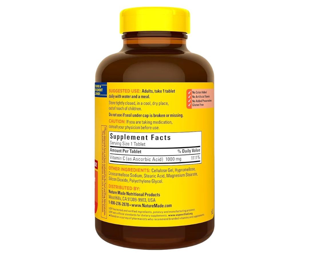 Nature Made Vitamina C extra fuerte 1000 mg, suplemento dietético para apoyo inmunológico, 300 tabletas