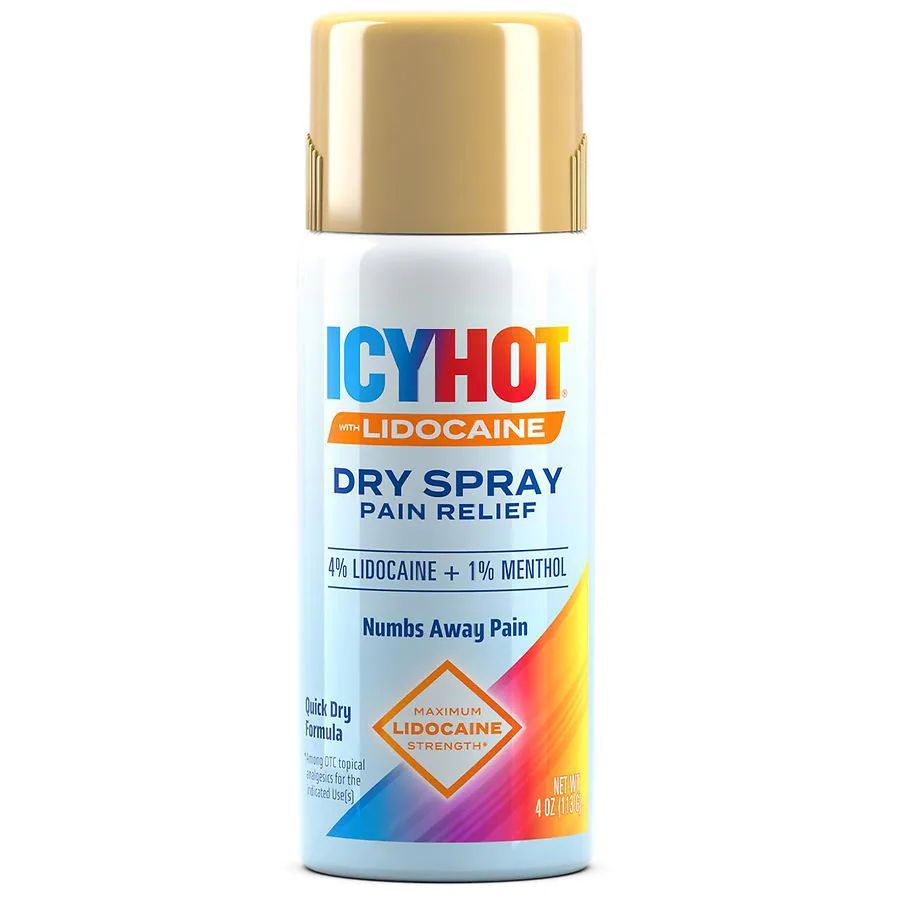Icy Hot Spray analgésico seco con lidocaína para dolores leves , 113 g (4 oz)