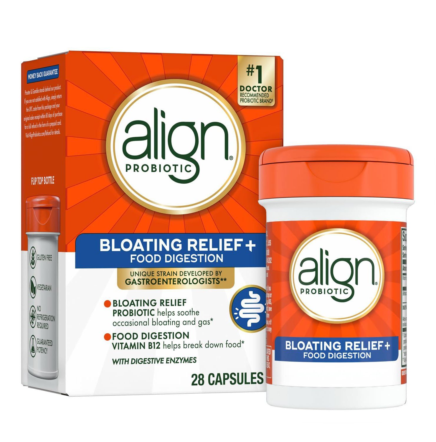 Align Alivio de la Hinchazón Probiótico + Digestión de Alimentos, Probióticos para Mujeres y Hombres