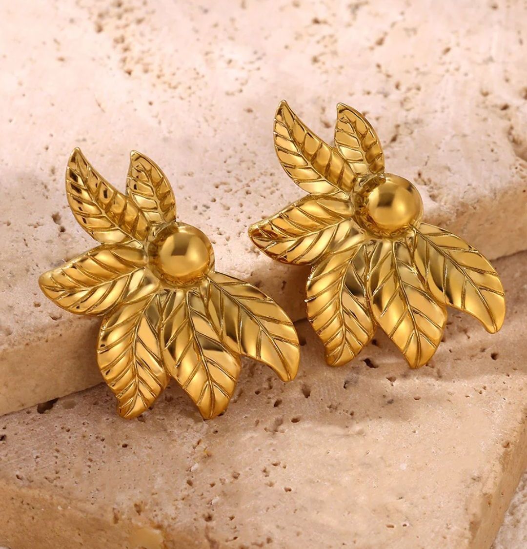 Aretes Hojas Gold Deluxe