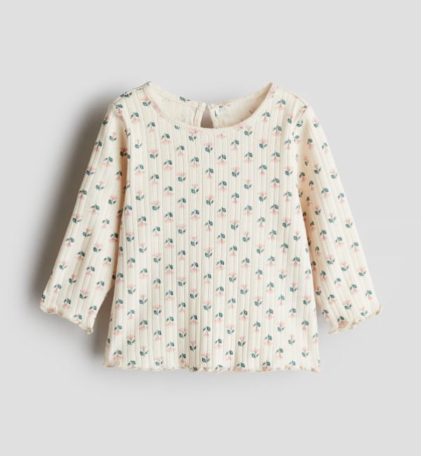 Polera canalé flores