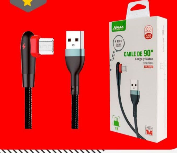 Cable 90 grados carga y datos (carga rápida) marca XMAX