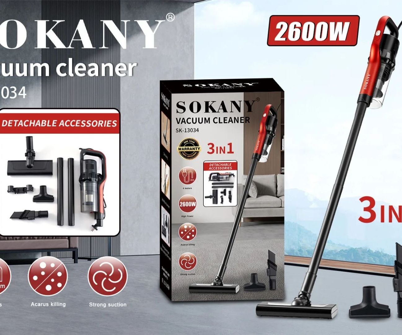Aspiradora sokany 2600 w de potencia